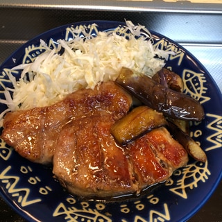 豚ロース肉とナスの生姜味噌ソテー^_^